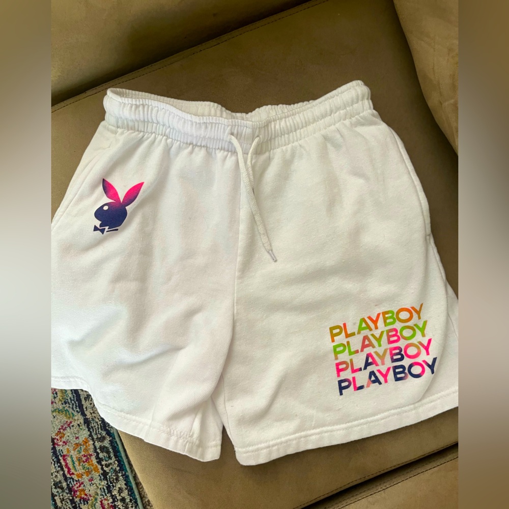 Playboy white sweatshorts